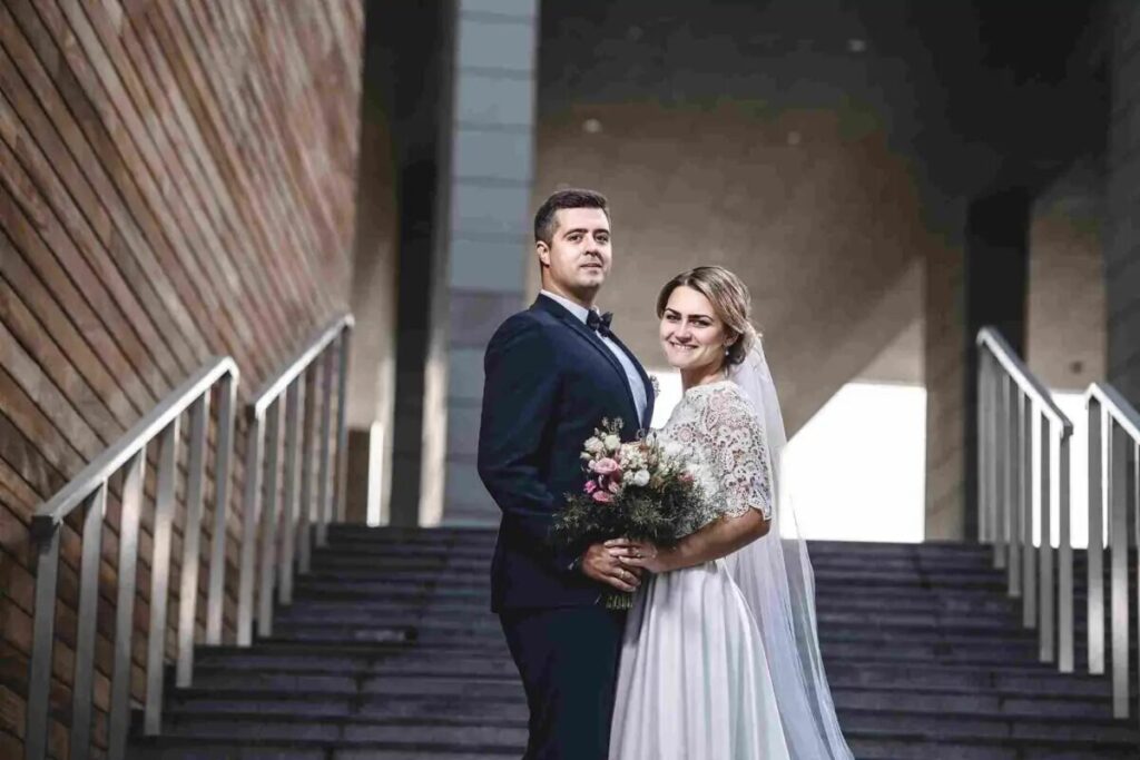 Couple standing on the stairs