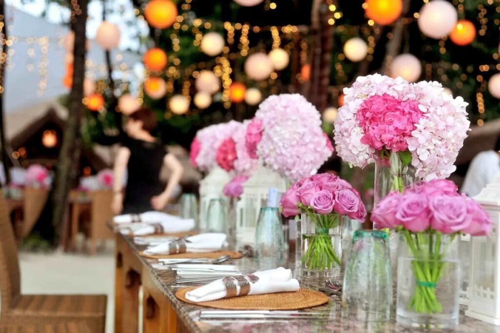 Tables with Plates & Flowers